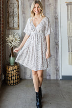 Load image into Gallery viewer, Grey Floral V - Neck Dress
