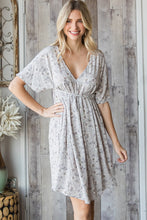 Load image into Gallery viewer, Grey Floral V - Neck Dress
