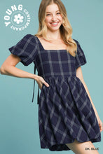 Load image into Gallery viewer, Puff Sleeve Plaid Mini
