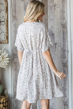 Load image into Gallery viewer, Grey Floral V - Neck Dress
