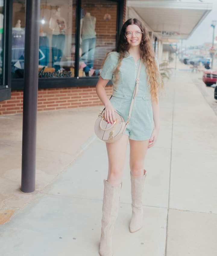 Teal Corduroy Romper