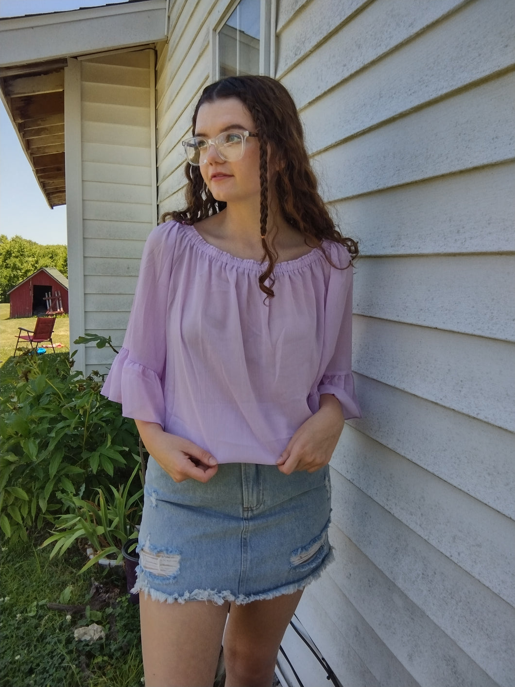 Lilac Off The Shoulder Top