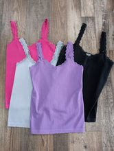 Load image into Gallery viewer, Lace Trim Tank (4 color options)
