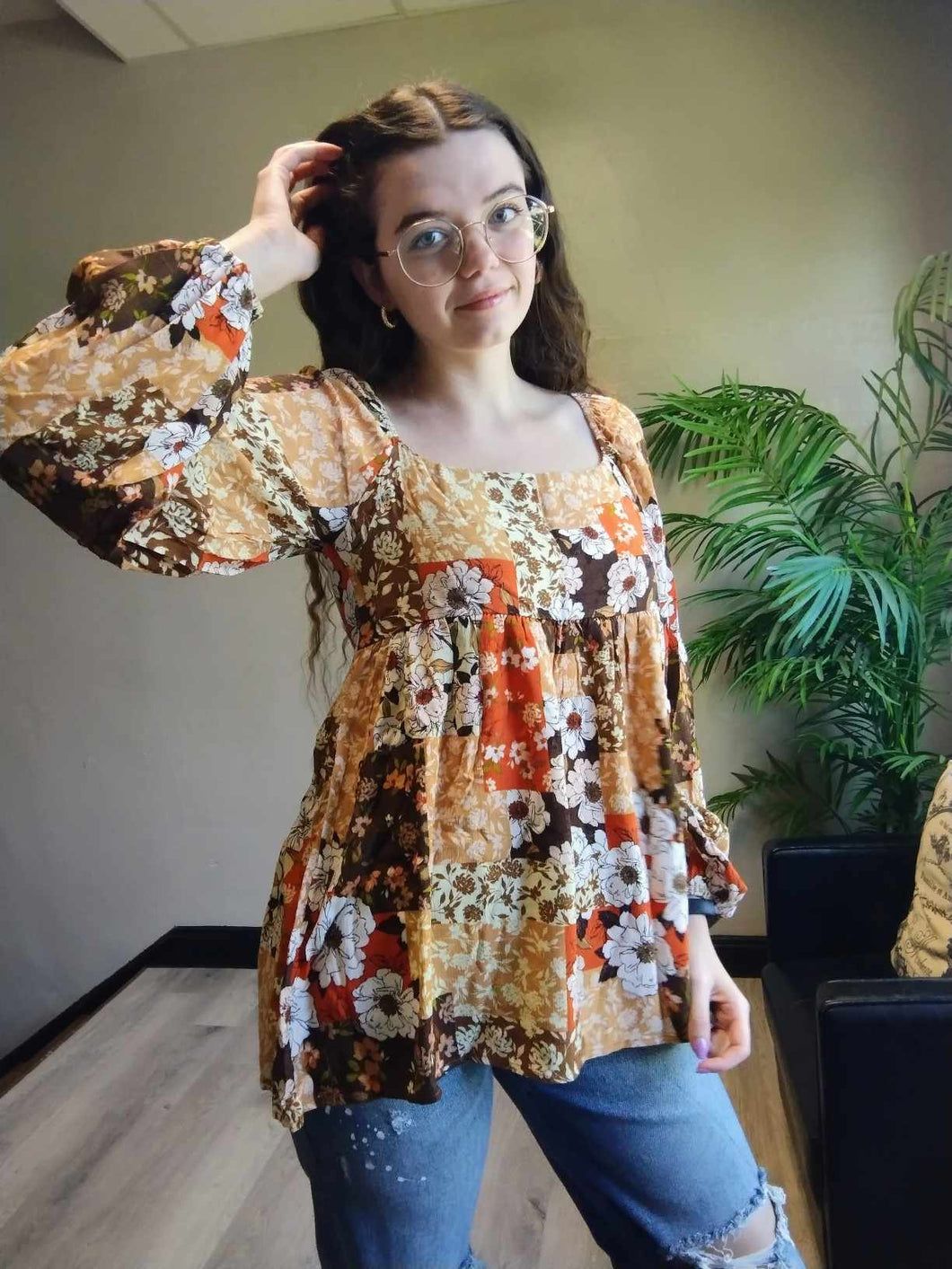 Fall Floral Blouse