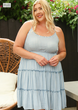 Load image into Gallery viewer, Sky Blue Curvy Plaid Dress
