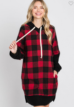 Load image into Gallery viewer, Buffalo Plaid Hoodie Dress
