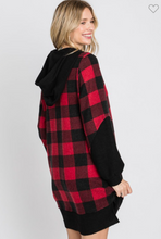 Load image into Gallery viewer, Buffalo Plaid Hoodie Dress
