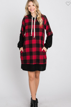 Load image into Gallery viewer, Buffalo Plaid Hoodie Dress
