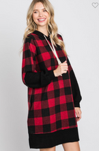 Load image into Gallery viewer, Buffalo Plaid Hoodie Dress
