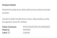 Load image into Gallery viewer, Buffalo Plaid Hoodie Dress
