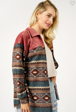 Load image into Gallery viewer, Dusty Rose Aztec Shacket
