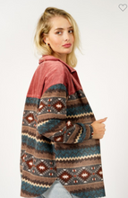 Load image into Gallery viewer, Dusty Rose Aztec Shacket
