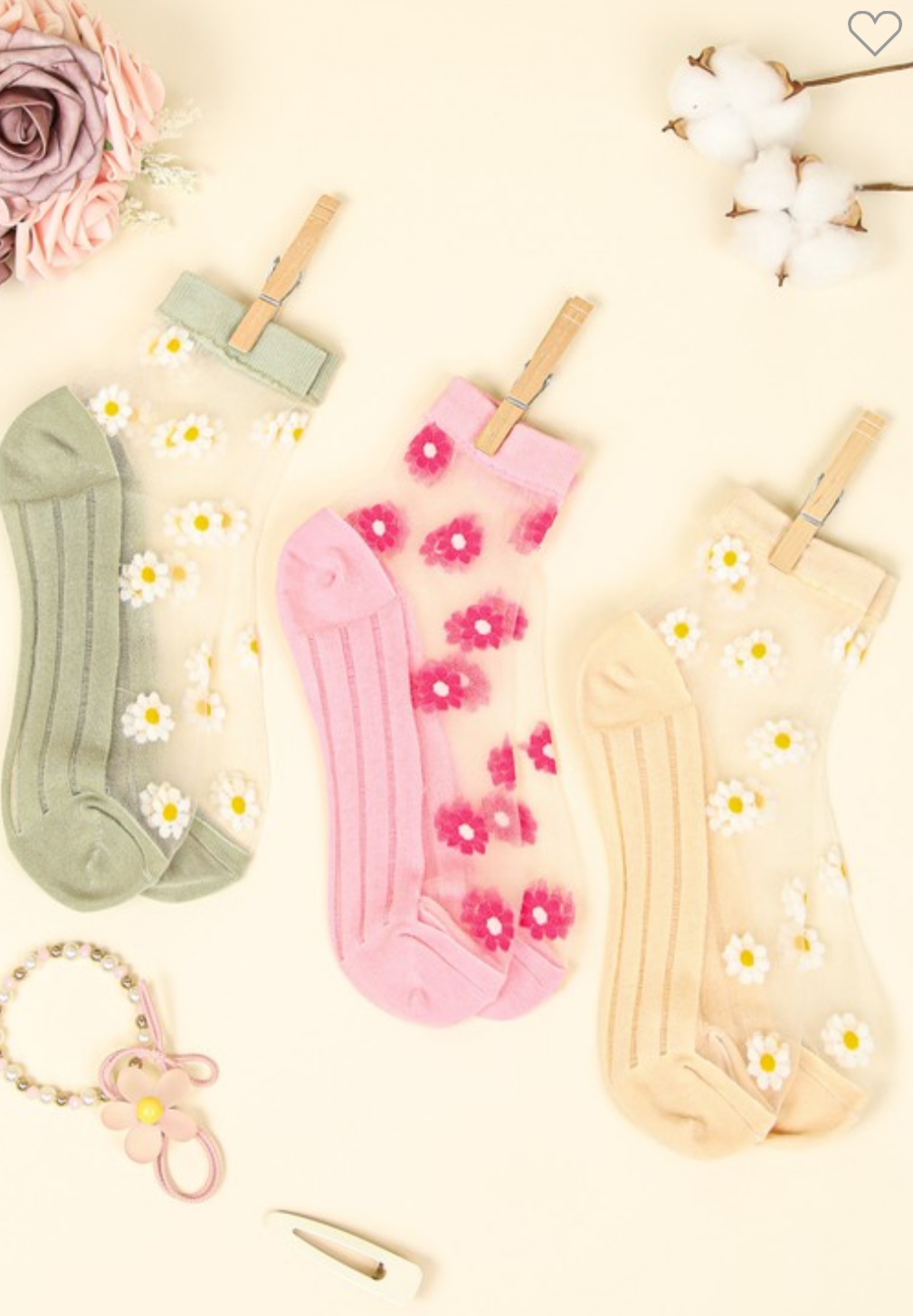 Floral Mesh Sock