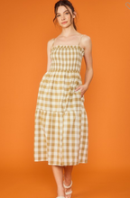 Load image into Gallery viewer, Smocked Top Checkered Dress
