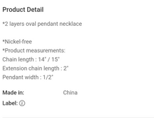 Load image into Gallery viewer, Oval Pendant
