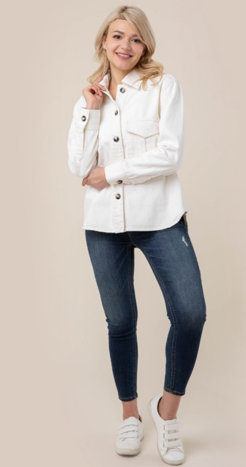 White Denim Shacket