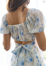 Load image into Gallery viewer, Blue Floral Tie Back Dress
