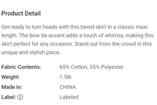 Load image into Gallery viewer, Bow Tie Tiered Maxi Skirt
