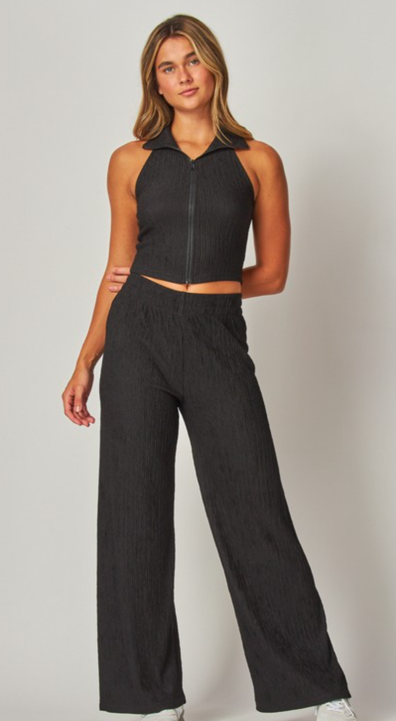 Black Zip-Up 2 Piece Set