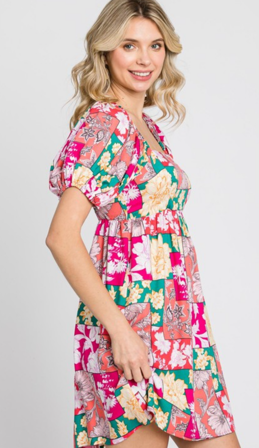 Fuschia Patchwork Dress