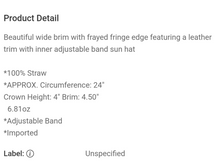 Load image into Gallery viewer, Fantastic Straw Hat
