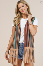 Load image into Gallery viewer, Striped Fringe Vest
