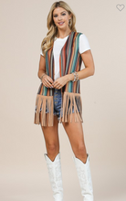 Load image into Gallery viewer, Striped Fringe Vest
