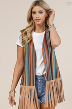 Load image into Gallery viewer, Striped Fringe Vest
