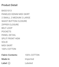 Load image into Gallery viewer, Black Denim Maxi Skirt
