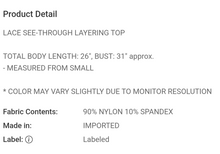 Load image into Gallery viewer, Lace Long Sleeve
