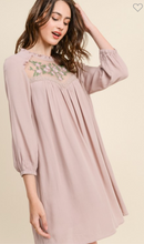 Load image into Gallery viewer, Mauve Embroidery Detail Dress
