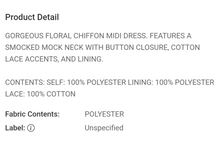 Load image into Gallery viewer, Cream and Floral Midi Dress
