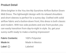 Load image into Gallery viewer, Airflow Button Down Dress

