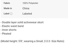 Load image into Gallery viewer, Tennis Skirt with Short Liner
