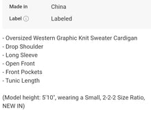 Load image into Gallery viewer, Western Graphic Cardigan
