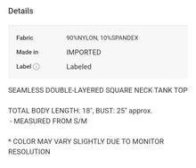 Load image into Gallery viewer, Square Neckline Tank (2 colors)
