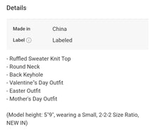 Load image into Gallery viewer, Ruffled Knit (2 colors available)
