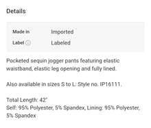 Load image into Gallery viewer, Sequin Joggers (small-curvy)
