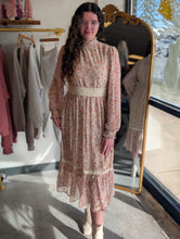 Load image into Gallery viewer, Cream and Floral Midi Dress
