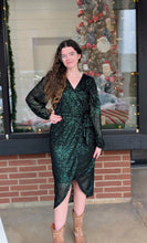 Load image into Gallery viewer, Dark Green Sequin Dress
