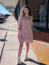 Load image into Gallery viewer, Mauve Embroidery Detail Dress
