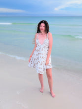Load image into Gallery viewer, White Dress with Brown Floral
