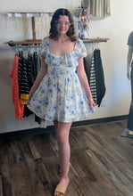 Load image into Gallery viewer, Blue Floral Tie Back Dress

