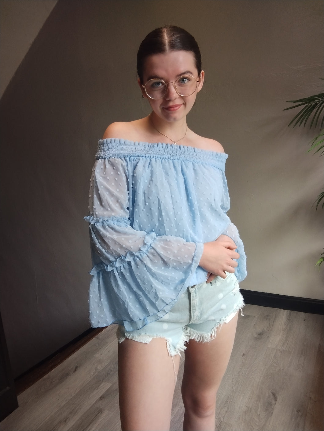 Light Blue Off The Shoulder