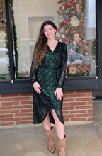 Load image into Gallery viewer, Dark Green Sequin Dress
