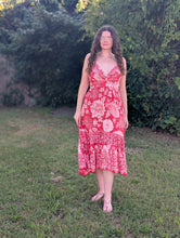 Load image into Gallery viewer, Red High-Low Floral Dress
