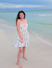 Load image into Gallery viewer, White Dress with Brown Floral
