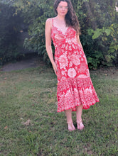 Load image into Gallery viewer, Red High-Low Floral Dress
