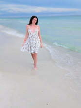 Load image into Gallery viewer, White Dress with Brown Floral
