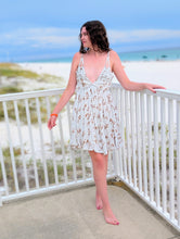 Load image into Gallery viewer, White Dress with Brown Floral

